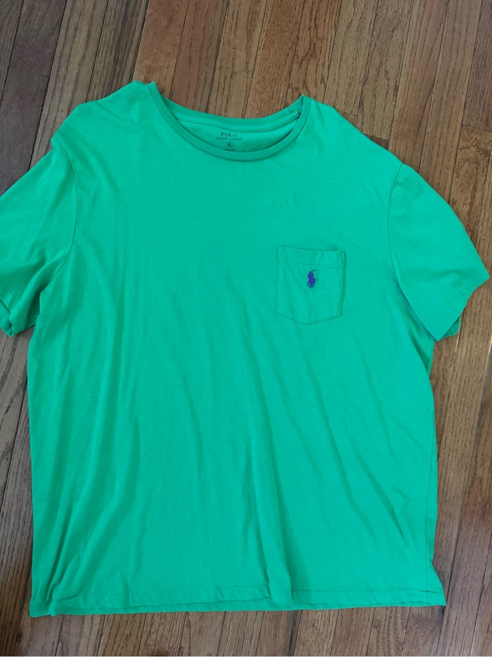 Polo by Ralph Lauren Men’s Pocket Tee — Bright Green with Purple Pony